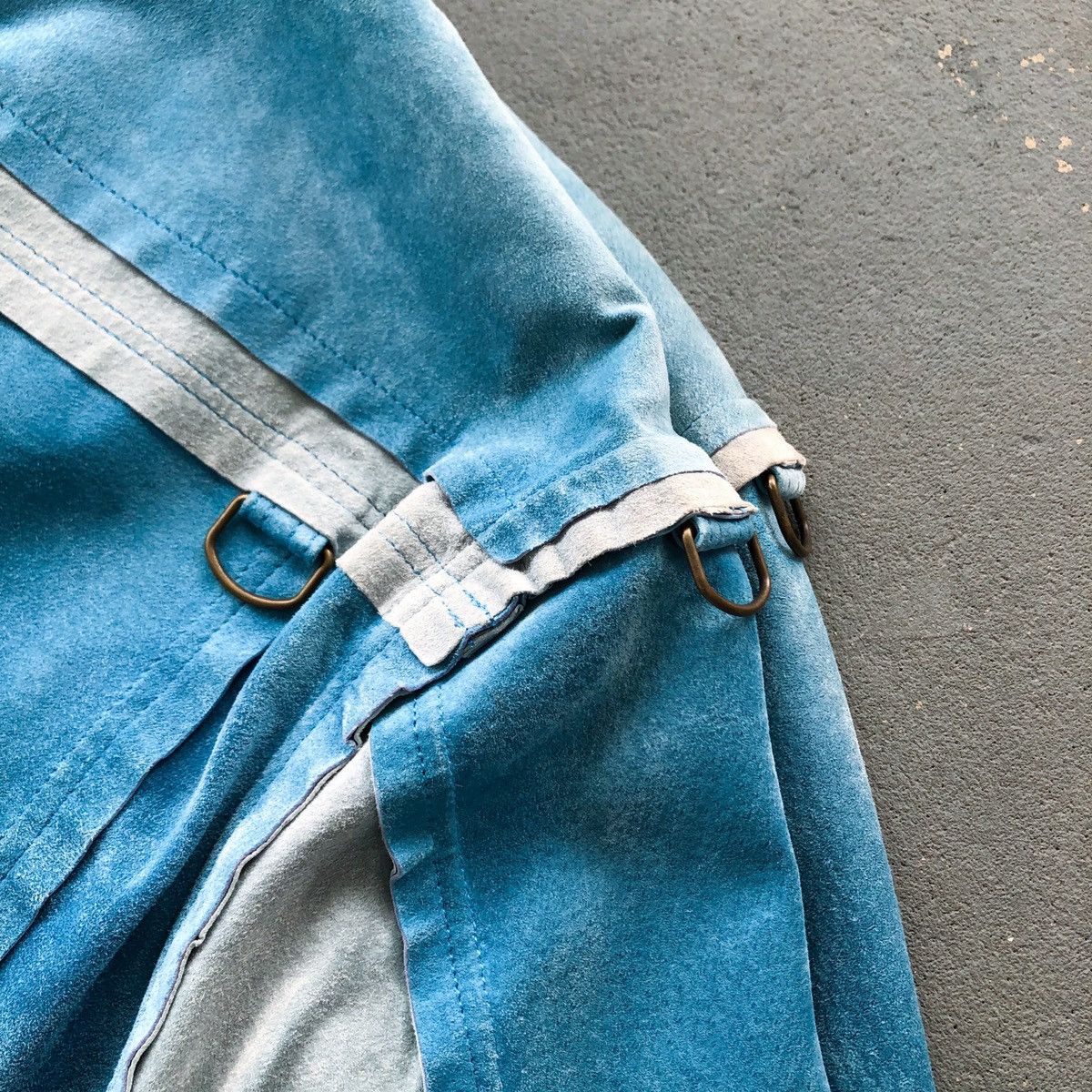 Blackmeans Blackmeans Short Sleeve Suede Leather Work Shirt (Sky Blue) Size US S / EU 44-46 / 1 - 8 Thumbnail