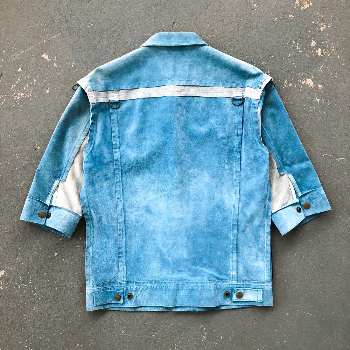 Blackmeans Blackmeans Short Sleeve Suede Leather Work Shirt (Sky Blue) Size US S / EU 44-46 / 1 - 7 Thumbnail