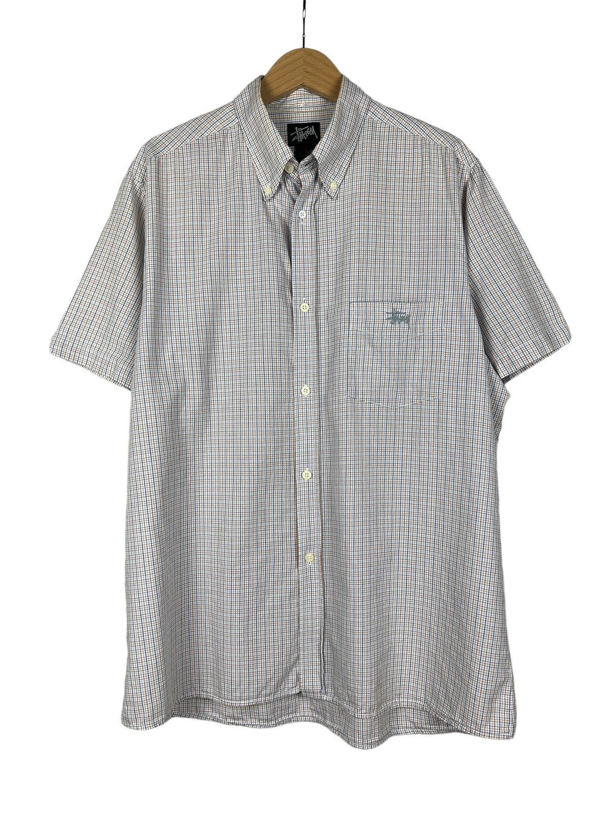 Vtg 90s STUSSY Gingham Pattern outlet Button Up Shirt