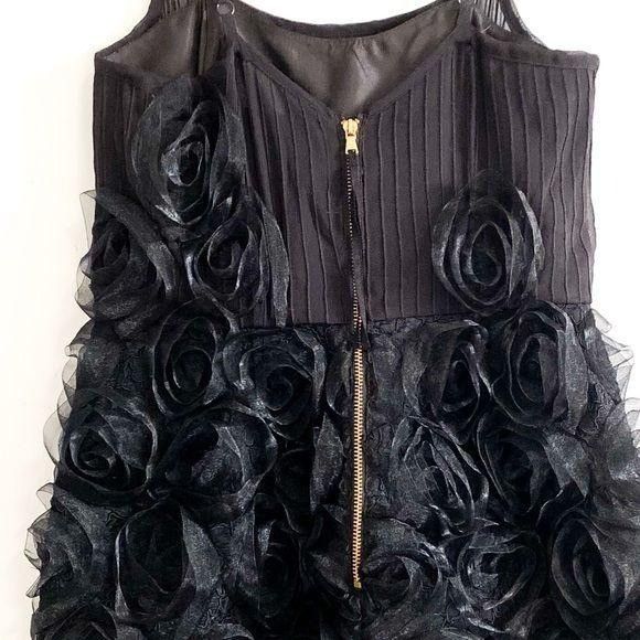 Marc by Marc Jacobs Marc by Marc Jacobs Black Rosette Applique Silk Mini Dress Size XS / US 0-2 / IT 36-38 - 10 Thumbnail