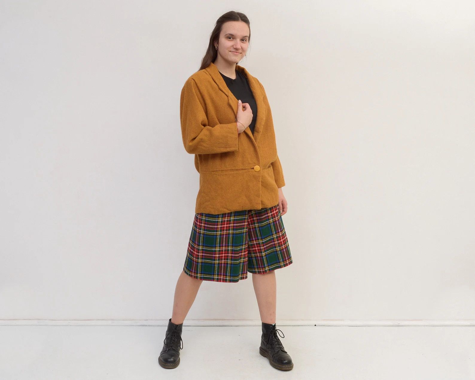 Vintage Wool Blazer Jacket Tan Coat One Button Rough Oversized Size XL / US 12-14 / IT 48-50 - 4 Thumbnail
