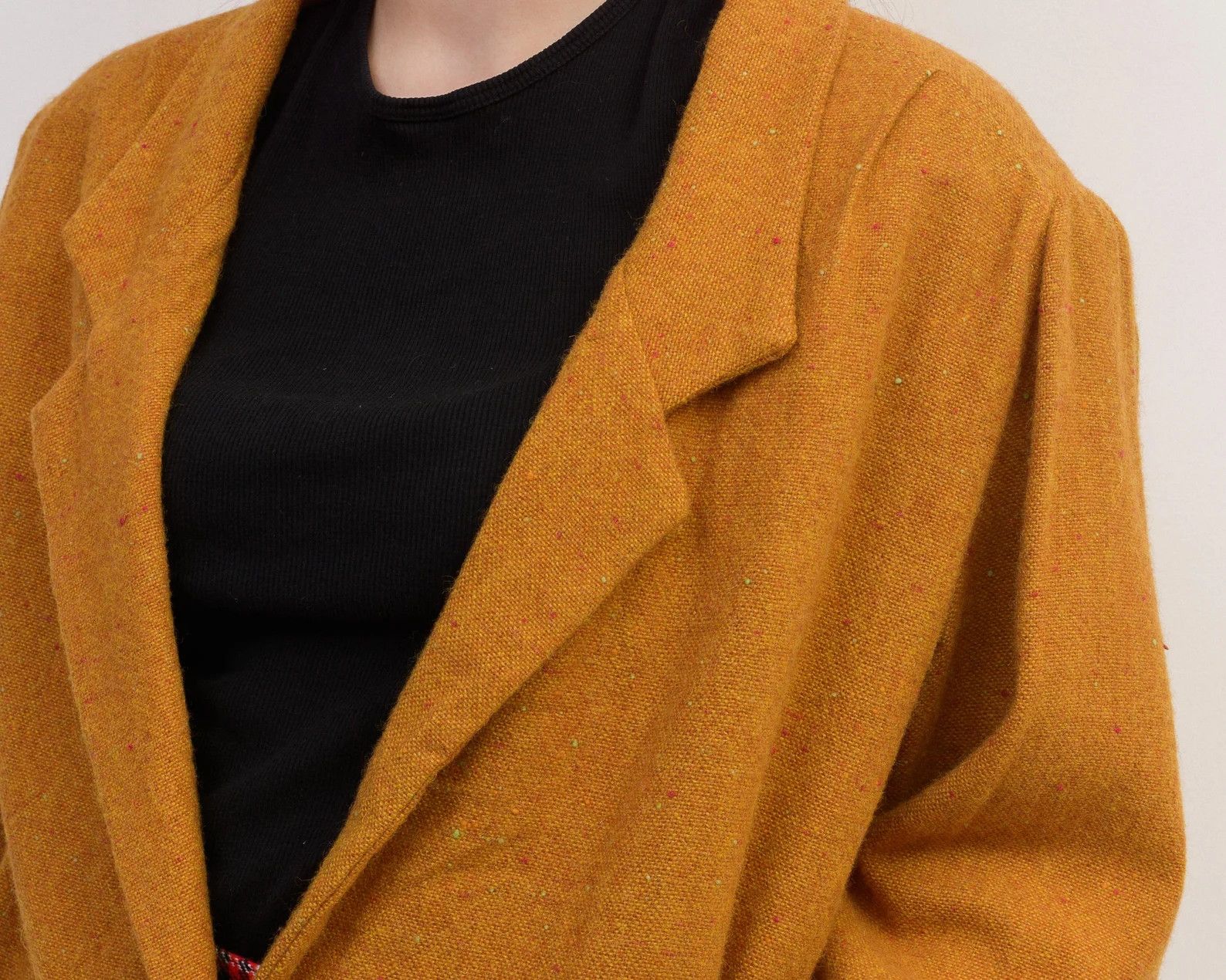 Vintage Wool Blazer Jacket Tan Coat One Button Rough Oversized Size XL / US 12-14 / IT 48-50 - 5 Thumbnail