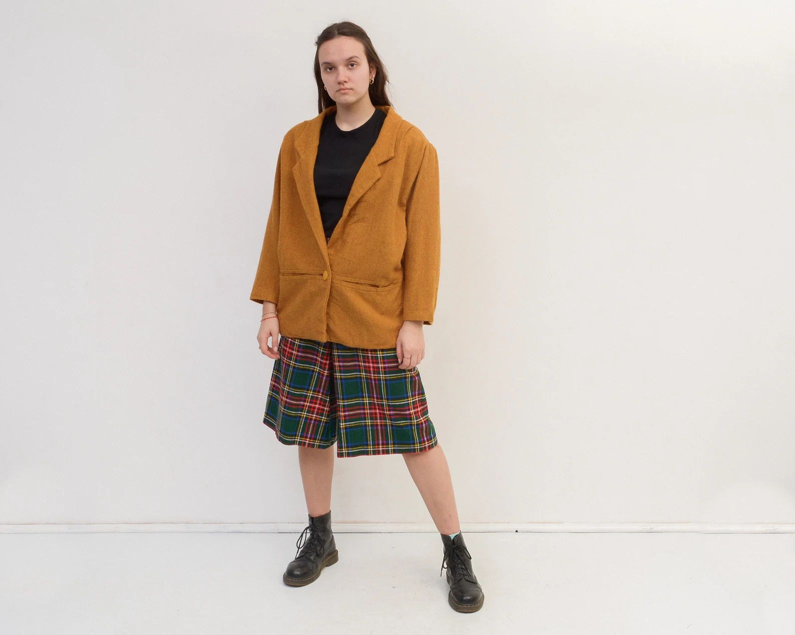Vintage Wool Blazer Jacket Tan Coat One Button Rough Oversized Size XL / US 12-14 / IT 48-50 - 2 Thumbnail