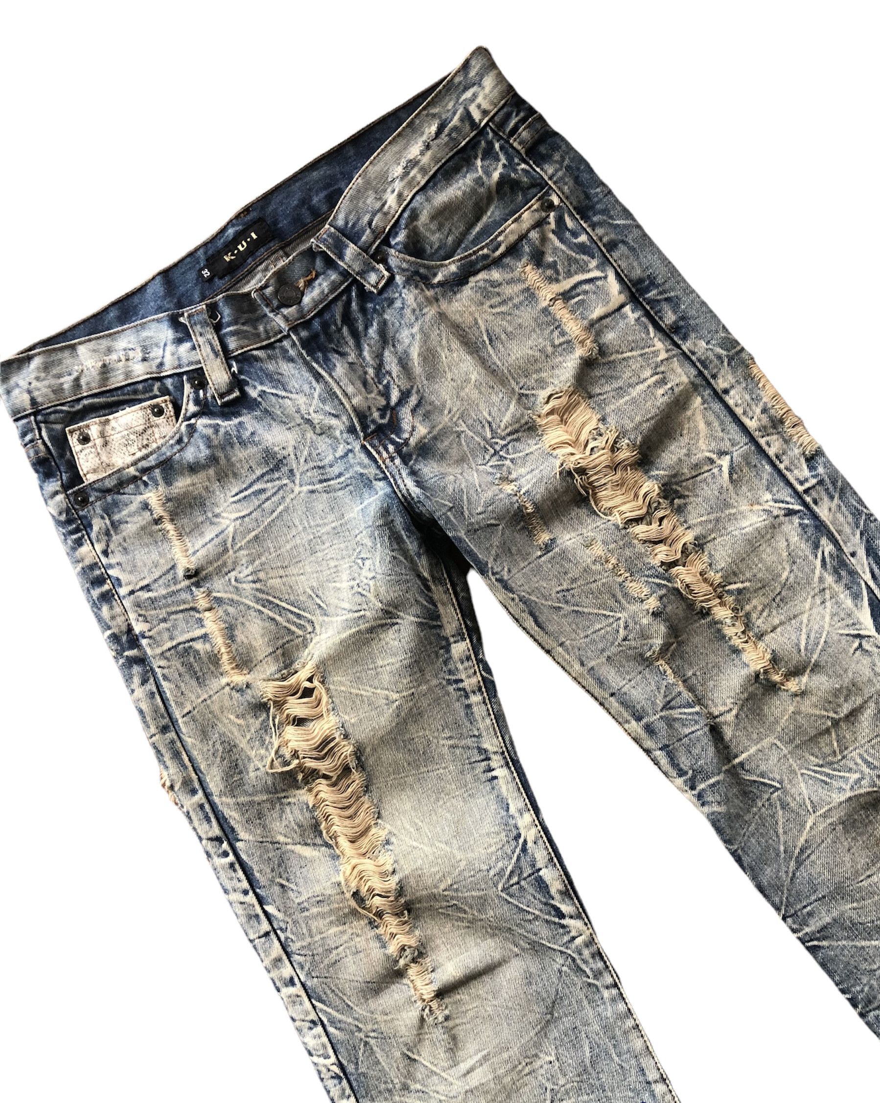 Japanese Brand RARE🔥K.U..I Japanese distressed denim punk Size US 32 / EU 48 - 2 Thumbnail