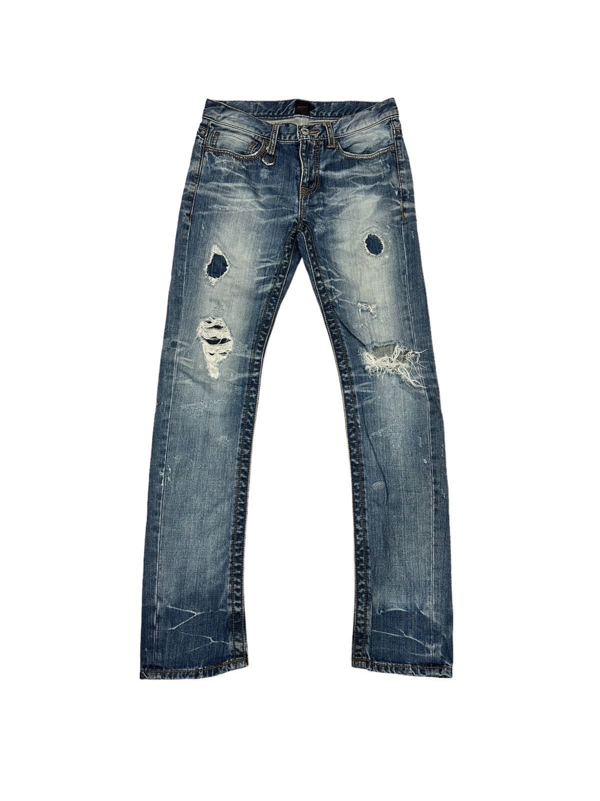 Beauty Beast × Hysteric Glamour × JACKROSE 💥BEST OFFER💥Rare JACK ROSE Distressed Slim Jeans Size US 30 / EU 46 - 2 Thumbnail