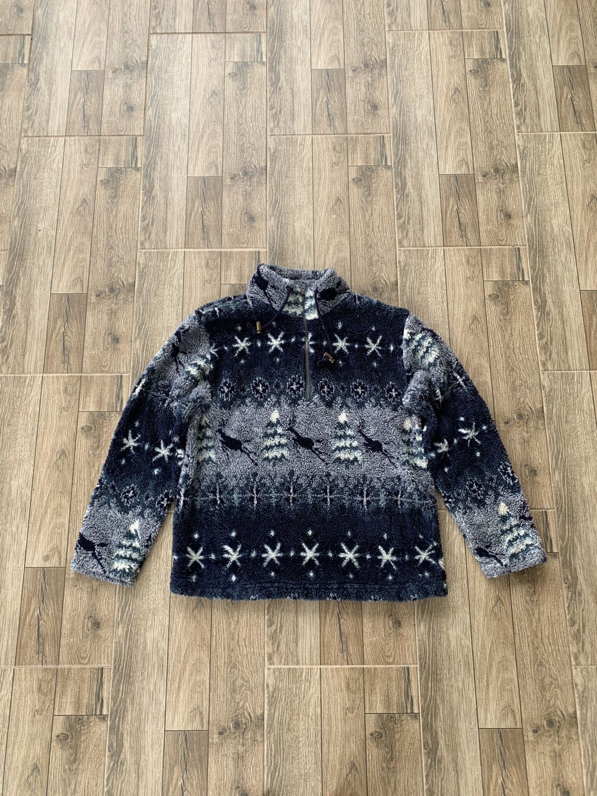 Printed Fleece Half Zip Sweater