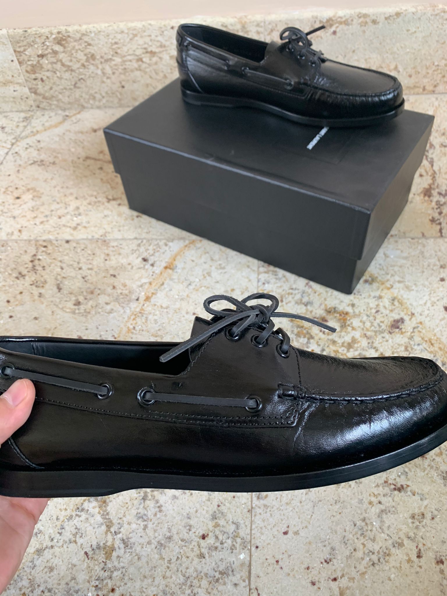 Saint Laurent Paris Deck Loafer Shoes in Moroder Leather in Black Size US 8.5 / EU 41-42 - 11 Thumbnail