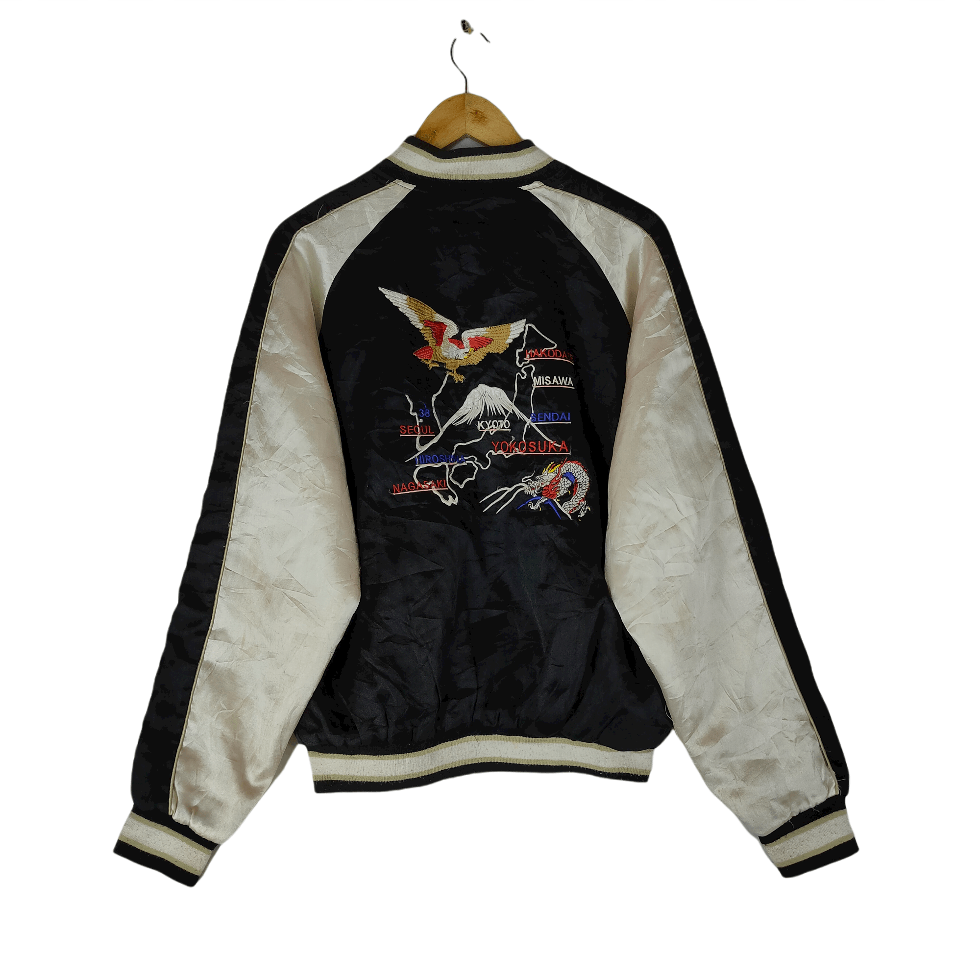 Japanese Brand Vintage DISTRESSED SUKAJAN Embroidery Dragon Jacket Large Size US L / EU 52-54 / 3 - 10 Thumbnail