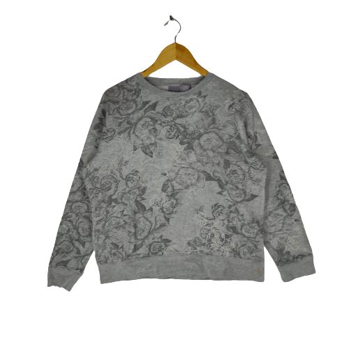image of Designer Laura Scott Floral Full Print Flower Street Sweatshirt, Women's (Size Medium)