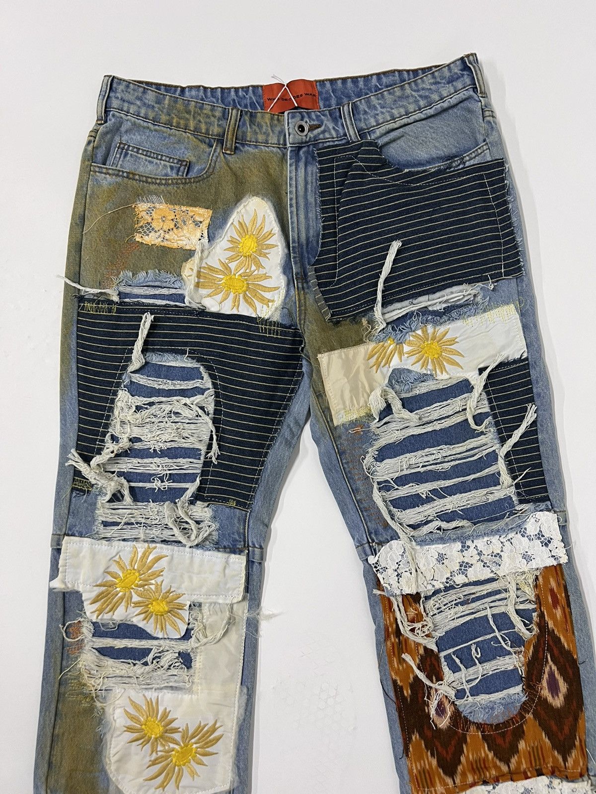Who decides war Hand dyed applique multi jeans