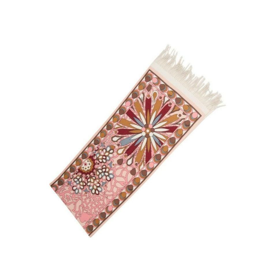 Emilio Pucci Pink Brown Floral Psychedelic Fringe Scarf Size ONE SIZE - 4 Thumbnail
