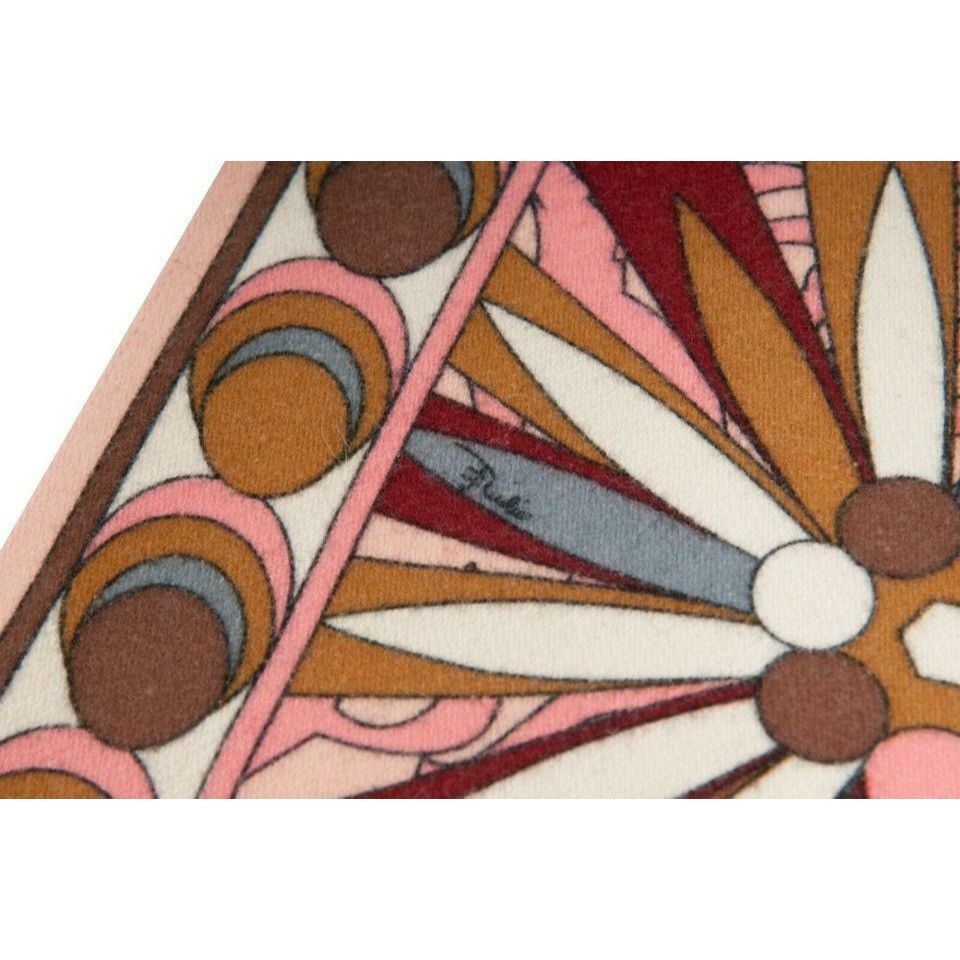 Emilio Pucci Pink Brown Floral Psychedelic Fringe Scarf Size ONE SIZE - 3 Thumbnail