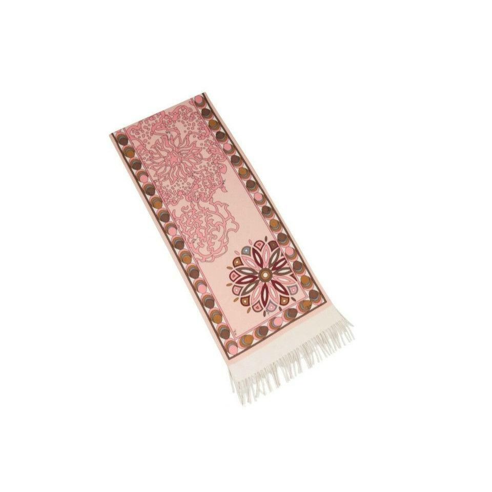 Emilio Pucci Pink Brown Floral Psychedelic Fringe Scarf Size ONE SIZE - 5 Thumbnail