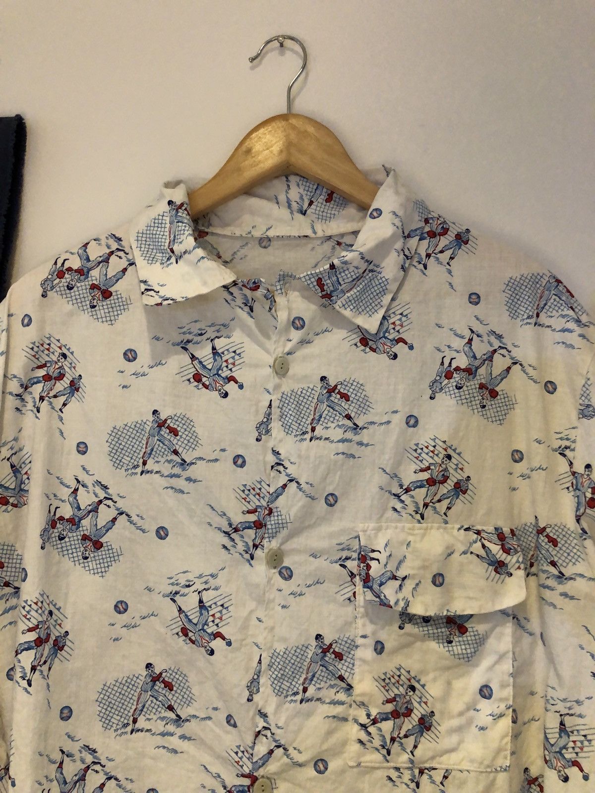 Chorley × Handmade Chorley 50s vintage baseball print camp collar bowling shirt Size US L / EU 52-54 / 3 - 2 Thumbnail
