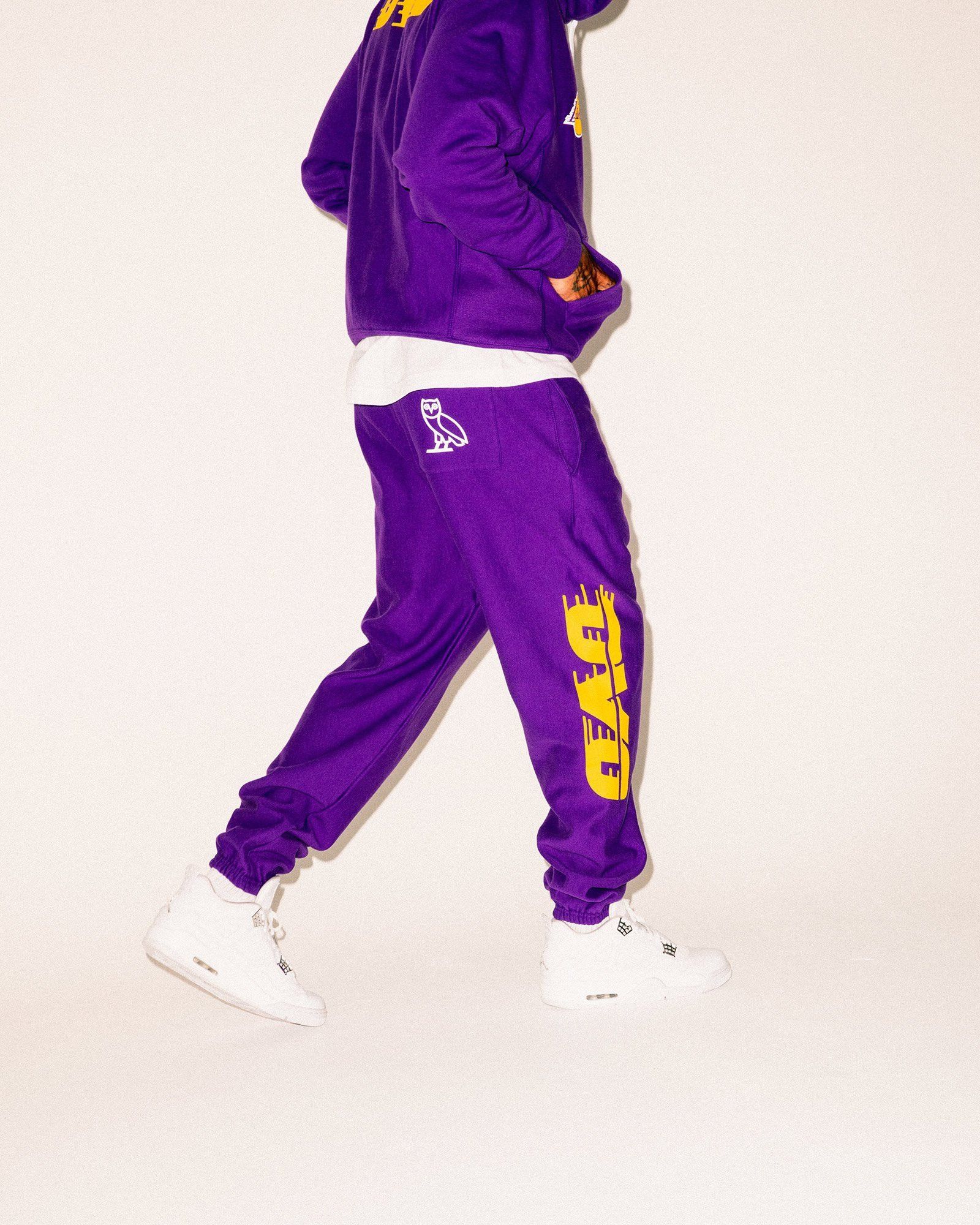 Drake OVO X NBA LAKERS FLEECE PANT - Medium Size US 31 - 3 Thumbnail