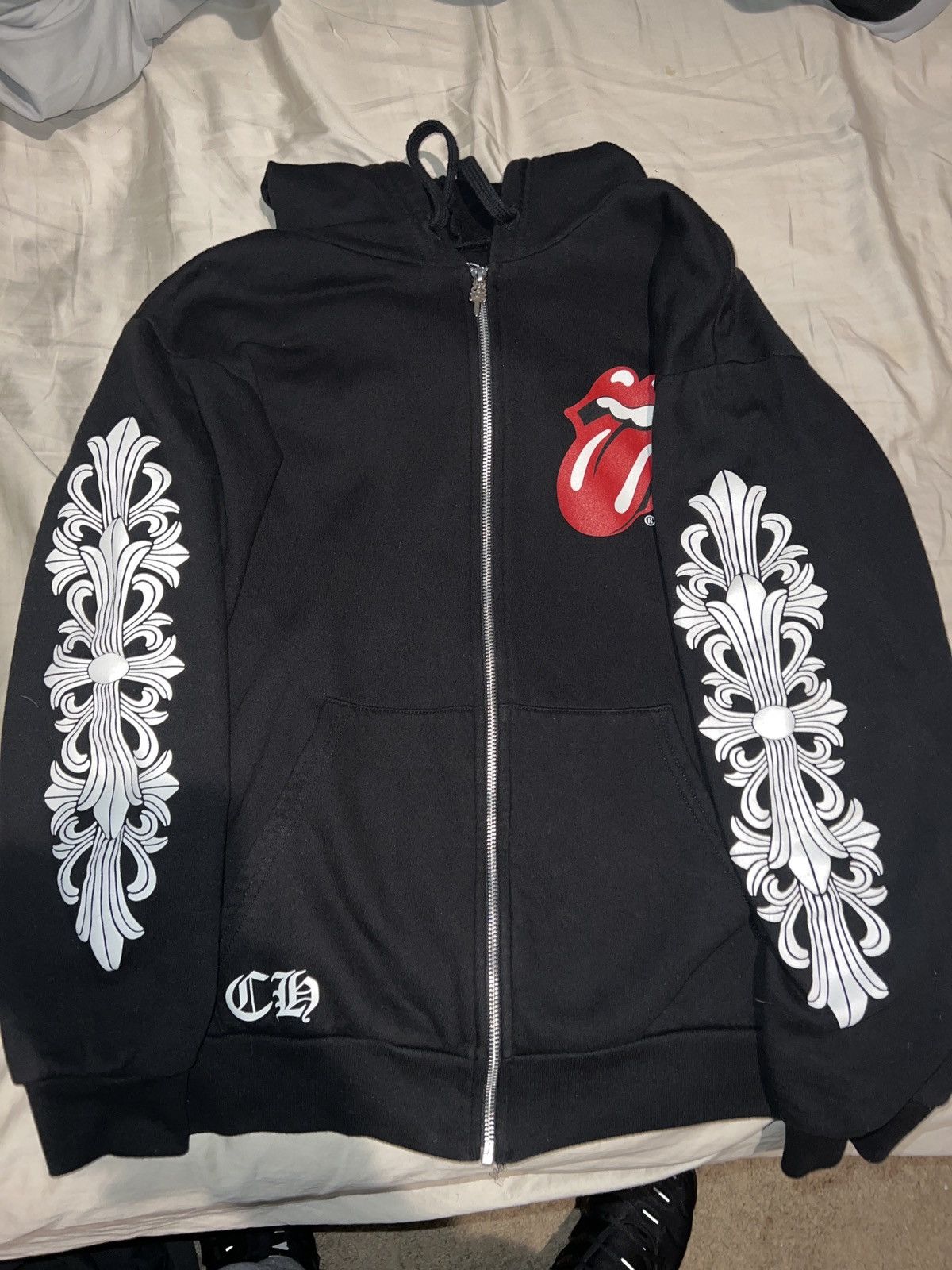 chrome-hearts-chrome-hearts-rolling-stones-zip-up-grailed