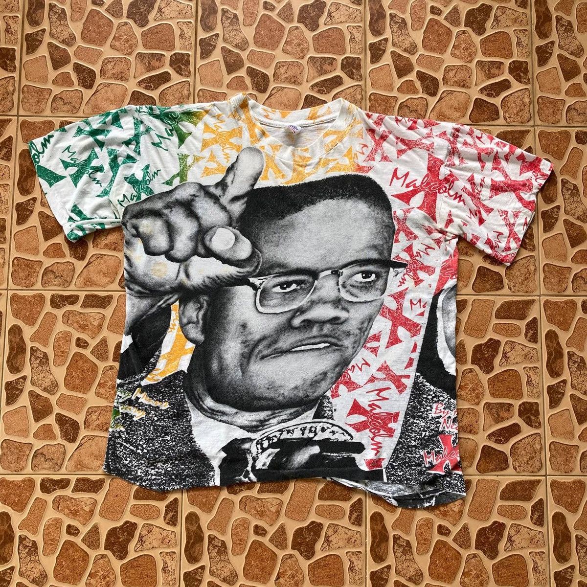 Band Tees × Vintage Vintage 90s Malcom X Overprint Tee Size US XL / EU 56 / 4 - 1 Thumbnail
