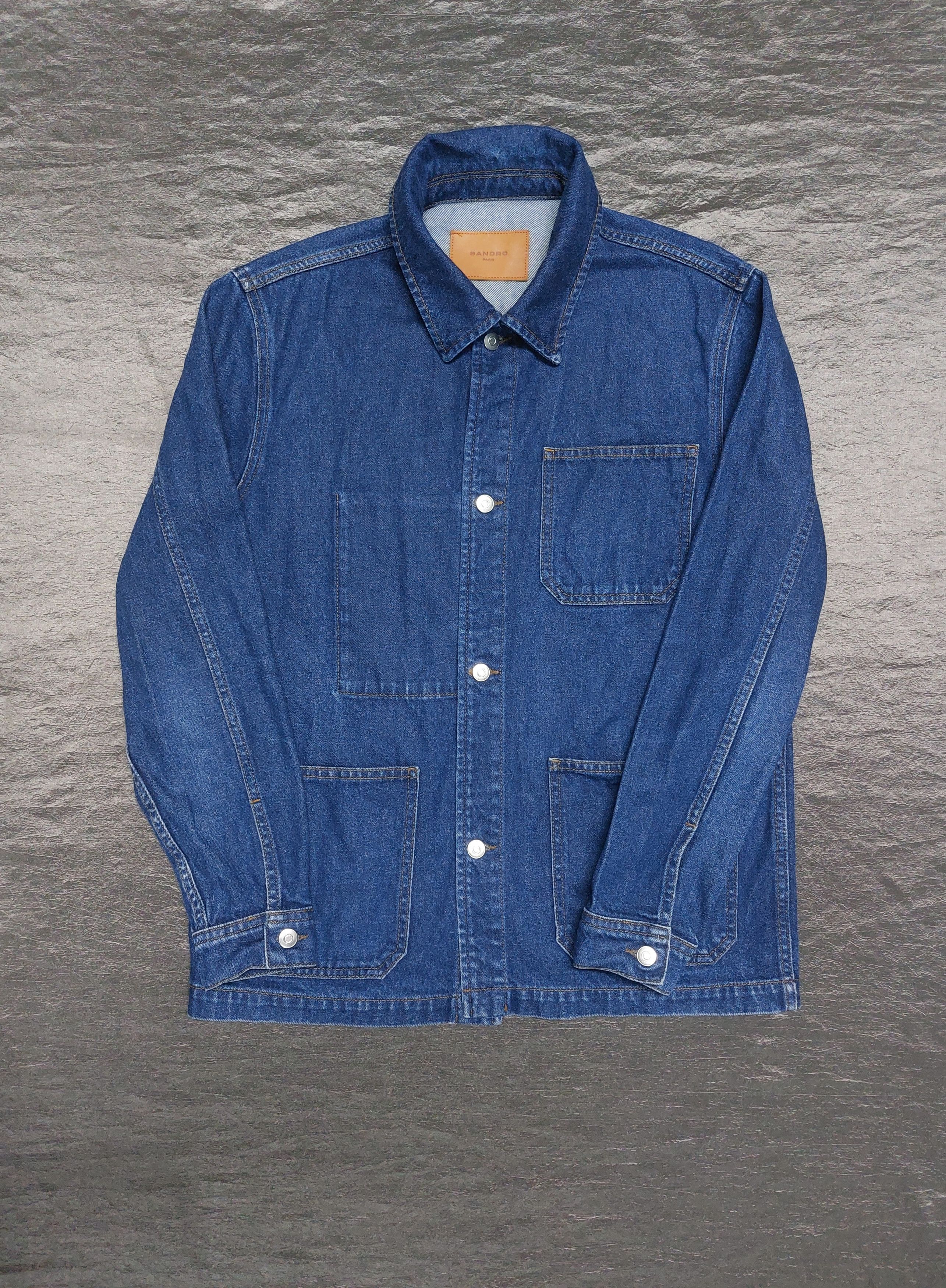 Sandro Men's Blue Wash Denim Jacket Size M