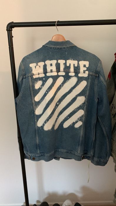 Off white denim hot sale jacket spray paint