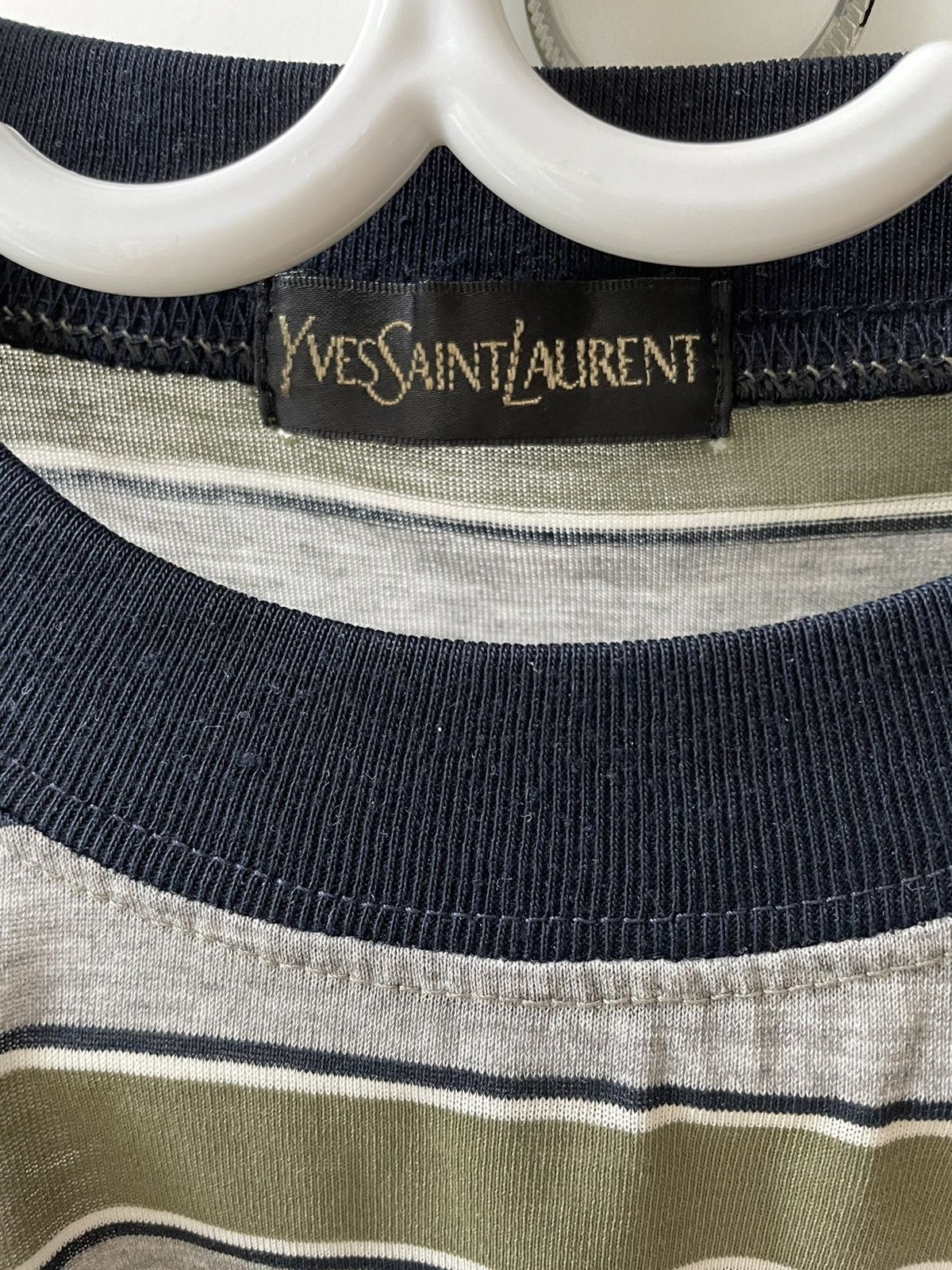 Yves Saint Laurent YSL small logo stripped T-shirt Size US M / EU 48-50 / 2 - 2 Thumbnail