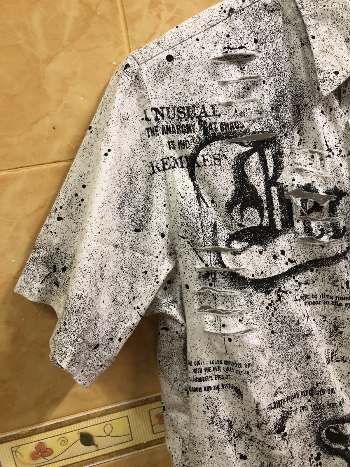 Japanese Brand × Seditionaries RARE💥Berning-Sho distress button shirt punk/seditionaries Size US M / EU 48-50 / 2 - 4 Thumbnail