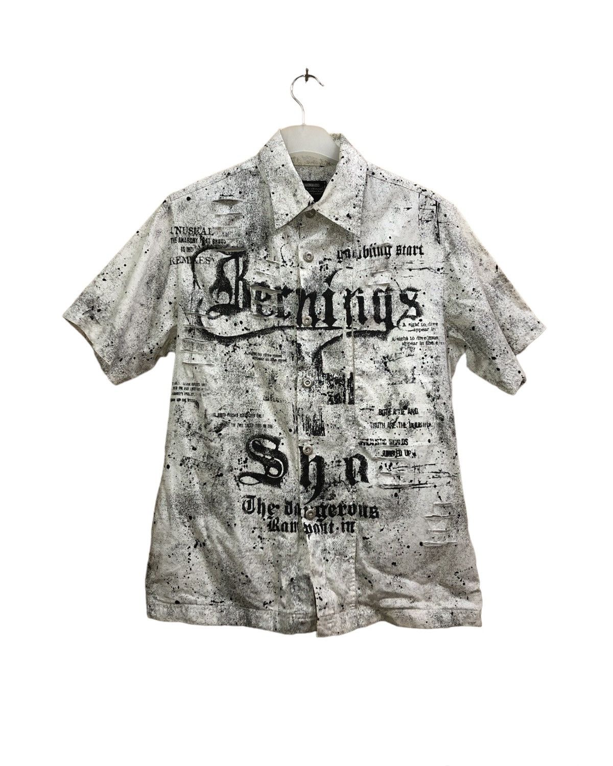 Japanese Brand × Seditionaries RARE💥Berning-Sho distress button shirt punk/seditionaries Size US M / EU 48-50 / 2 - 1 Thumbnail