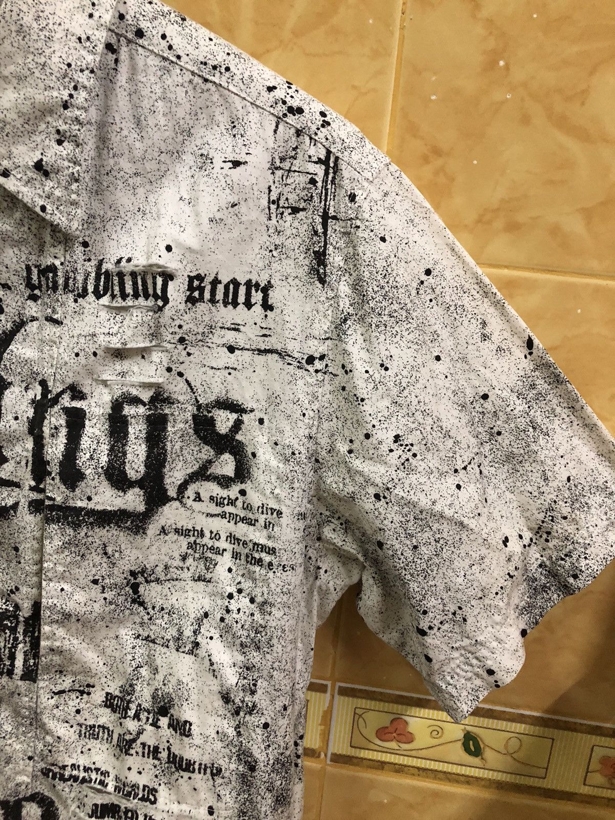 Japanese Brand × Seditionaries RARE💥Berning-Sho distress button shirt punk/seditionaries Size US M / EU 48-50 / 2 - 5 Thumbnail