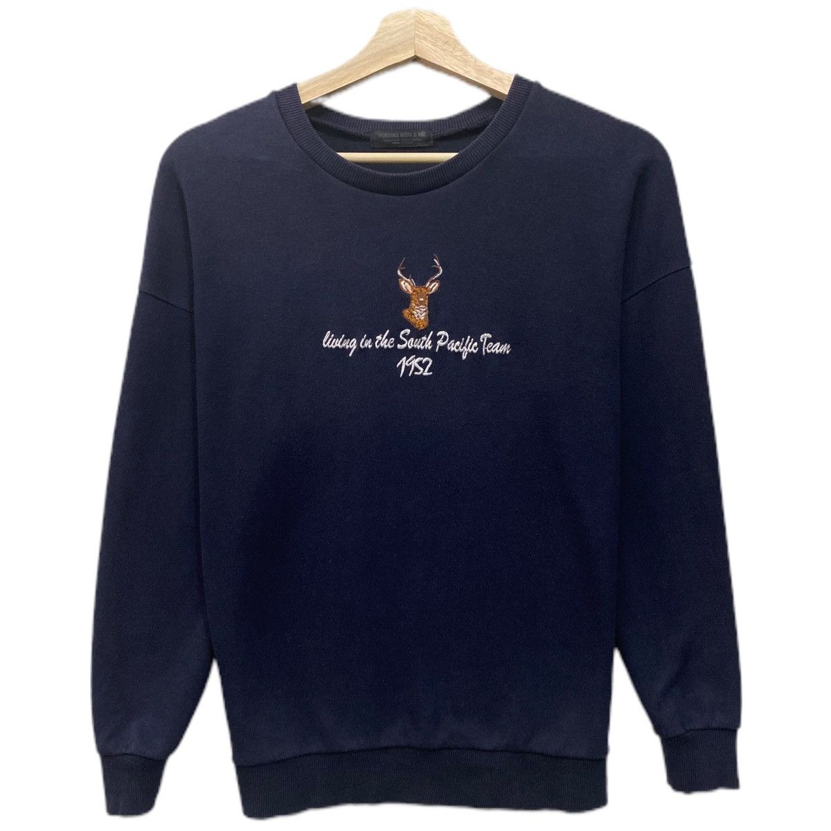 Vintage🔥Sweatshirt Loose Deer Embroidered Navy colour