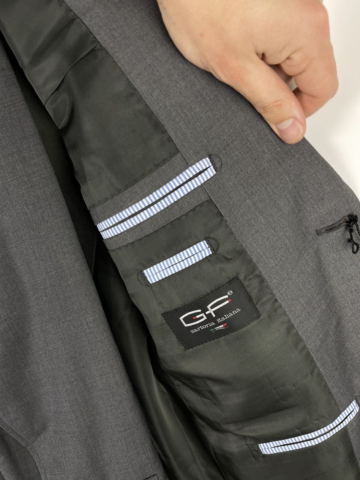 Other GF Sartoria Italians Italy 2 pcs blazer pants suit grey Size 38R - 10 Thumbnail
