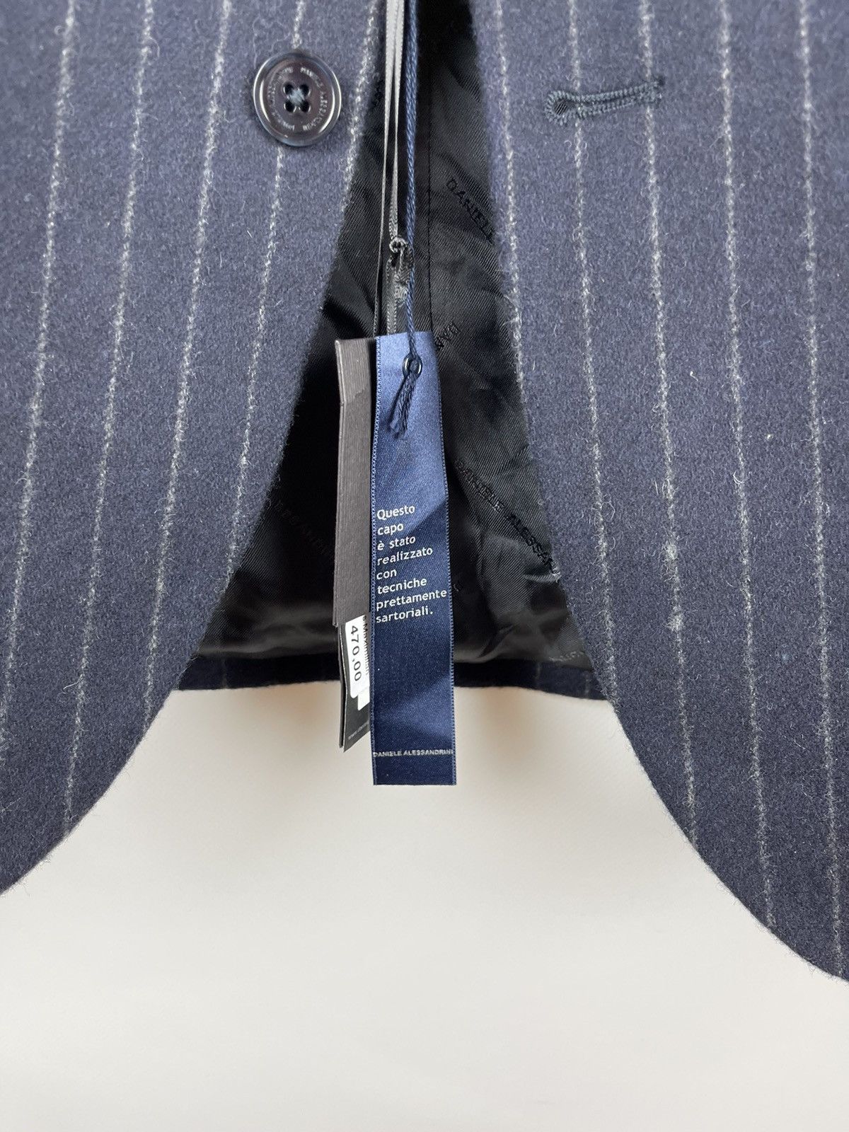 Daniele Alessandrini RRP 470€! Daniele Alessandrini striped navy 3 button blazer Size 40R - 5 Thumbnail