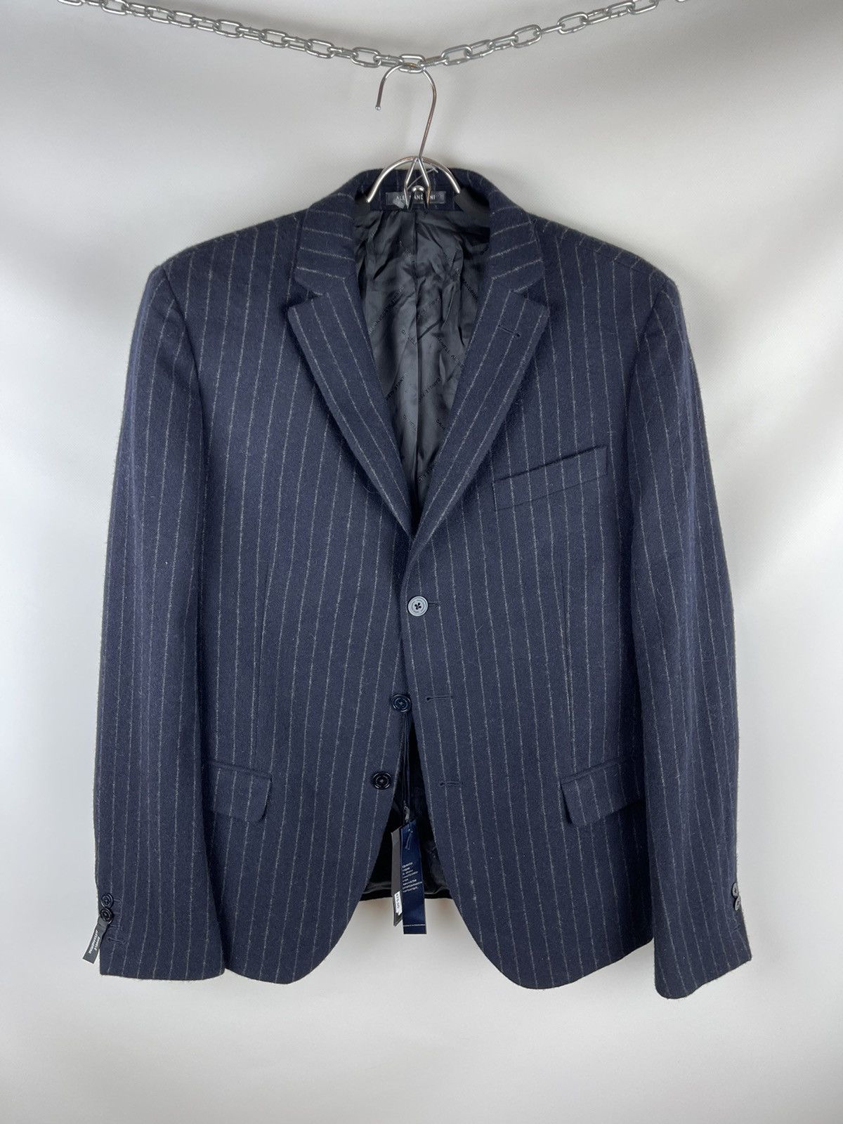 Daniele Alessandrini RRP 470€! Daniele Alessandrini striped navy 3 button blazer Size 40R - 1 Thumbnail