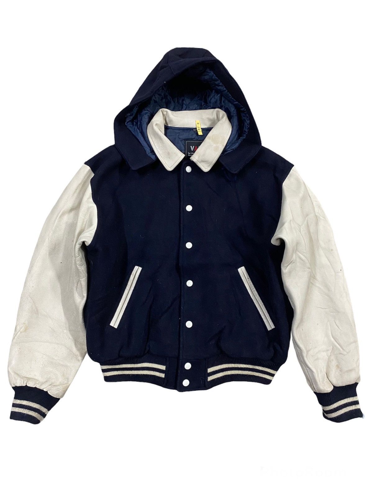 Van Vintage Van Jac Wool Varsity Leather Hooded Jacket Size US L / EU 52-54 / 3 - 1 Thumbnail