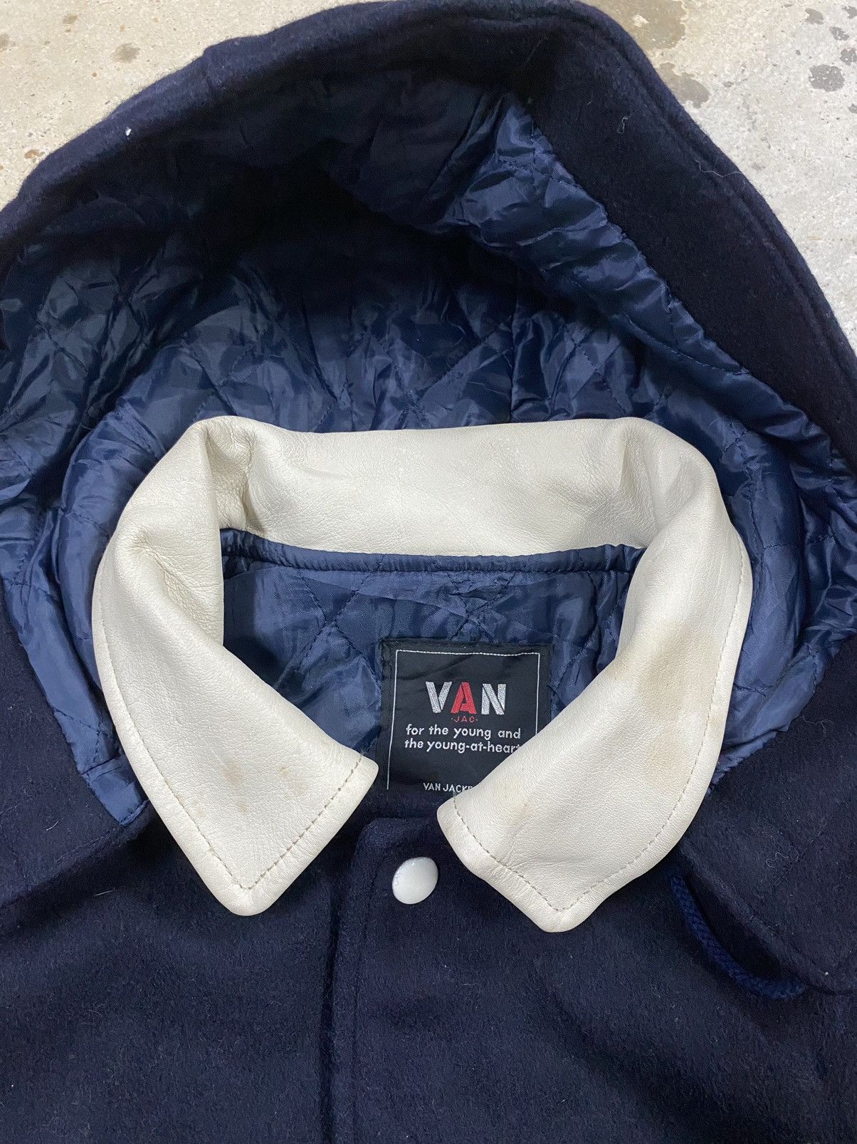 Van Vintage Van Jac Wool Varsity Leather Hooded Jacket Size US L / EU 52-54 / 3 - 5 Thumbnail