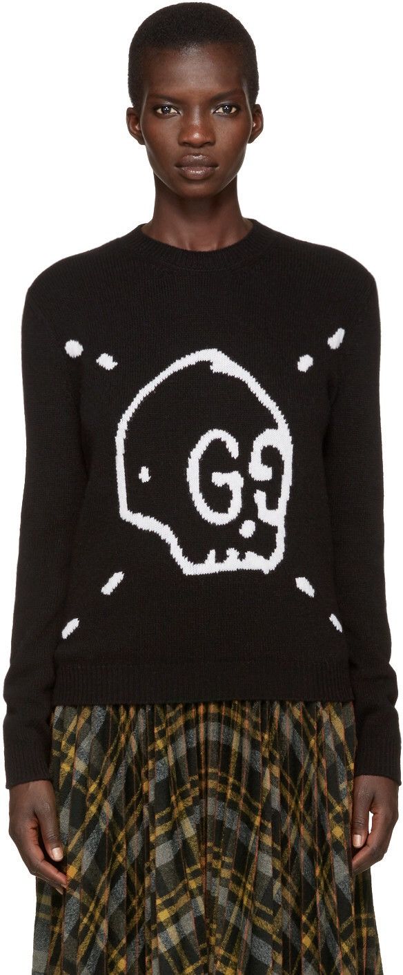 Gucci Gucci Ghost Knit Sweater in Black Merino Wool Size US S / EU 44-46 / 1 - 1 Thumbnail