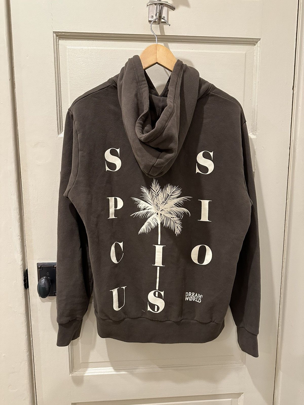 Suspicious Antwerp Suspicious Antwerp Dreamworld Palmtree Hoodie Olive Grailed