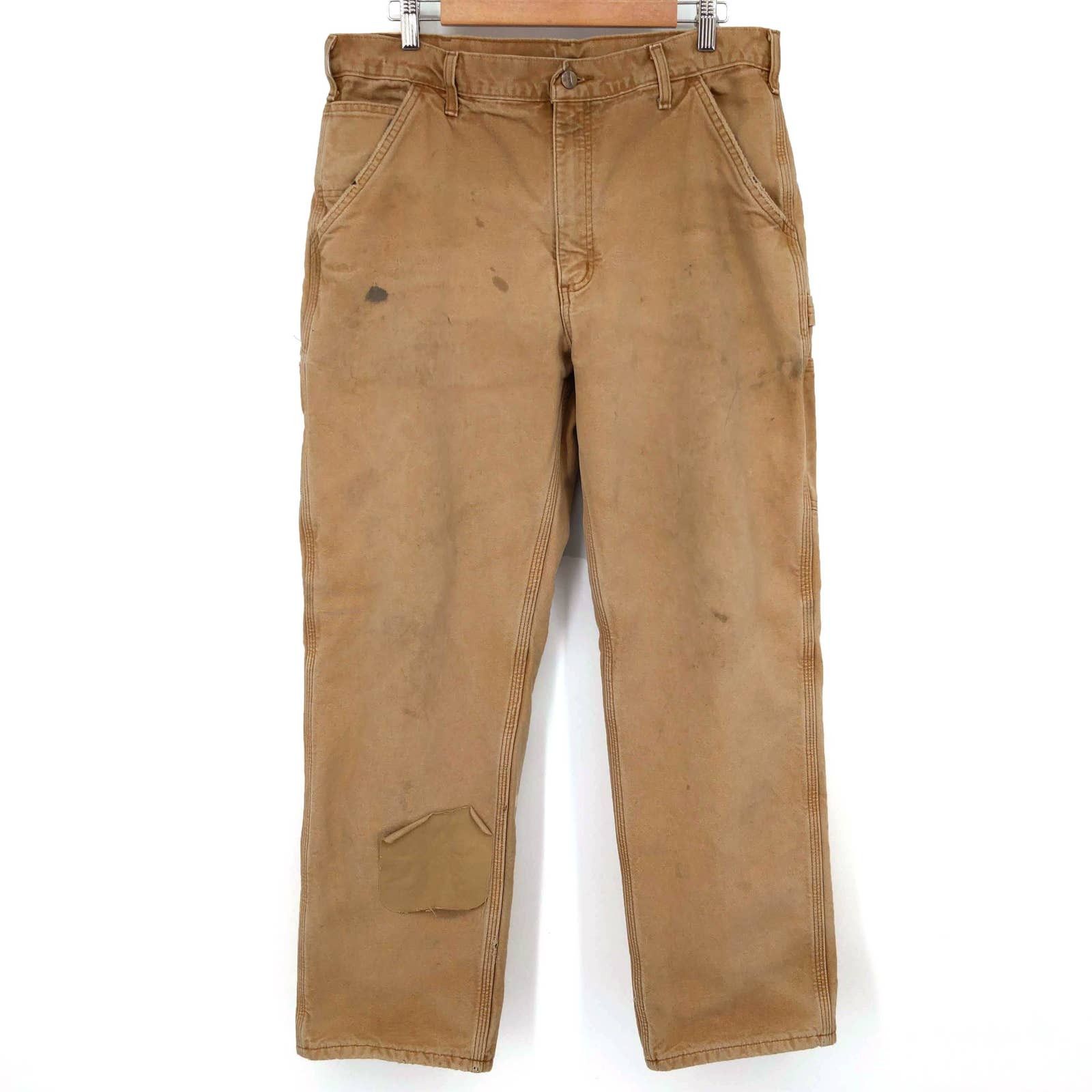 Vintage Carhartt Custom Distressed Patched Flannel Pants 36