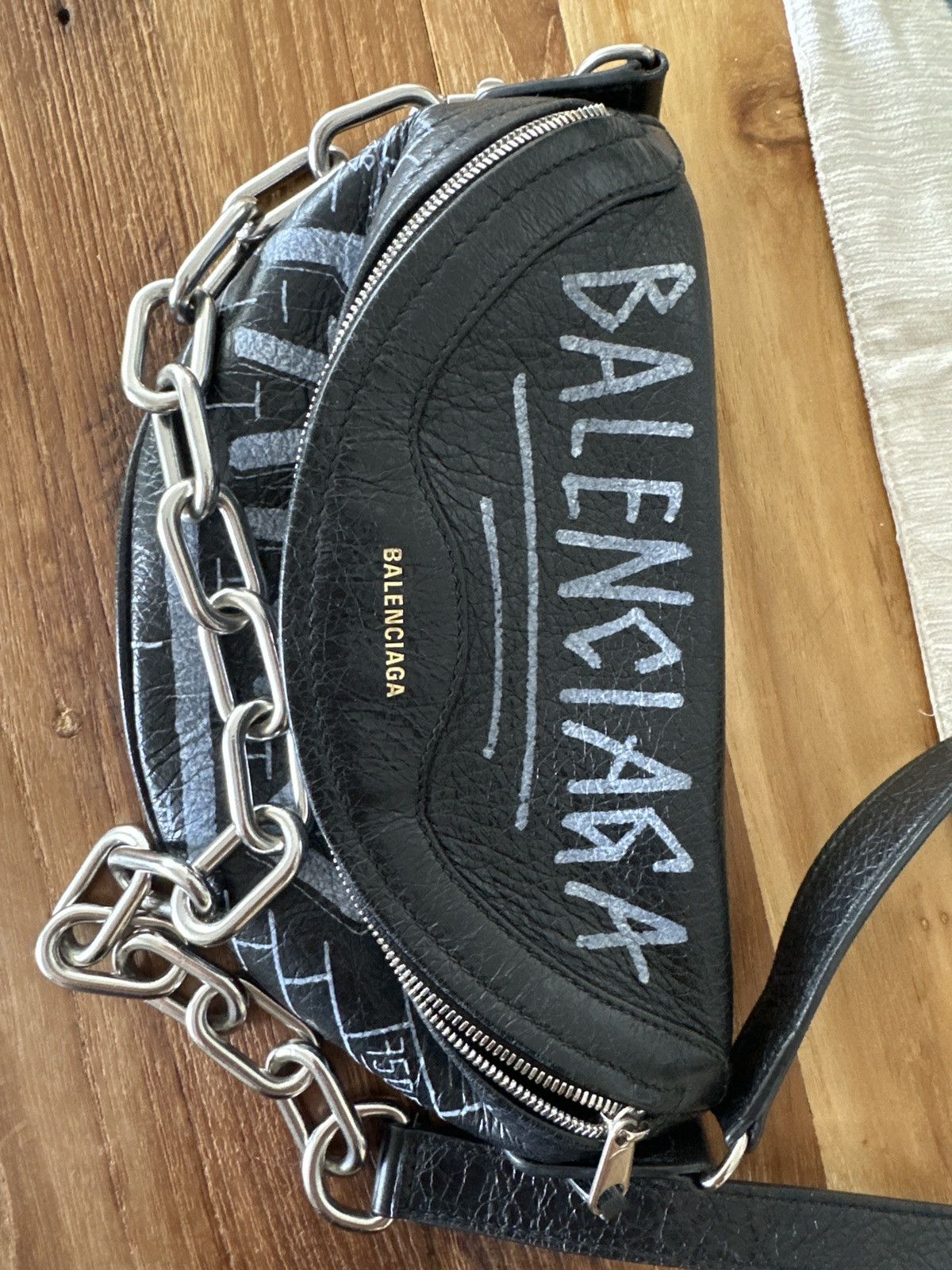 Balenciaga Balenciaga Agneau Souvenir XXS Paris Graffiti Belt Bag Black Grailed