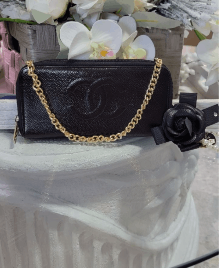 Chanel Chanel CC Mark Logo Caviar Leather Zippy Wallet on Chain Size ONE SIZE - 1 Thumbnail