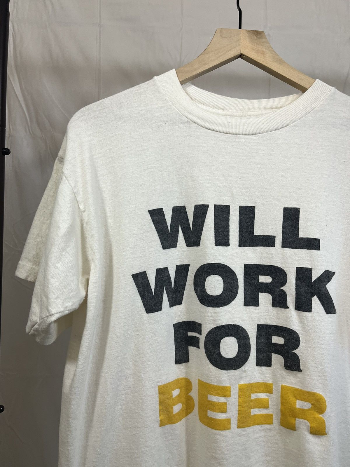 Vintage Single Stitch Will Work For Beer Distressed Tee Size US L / EU 52-54 / 3 - 2 Thumbnail