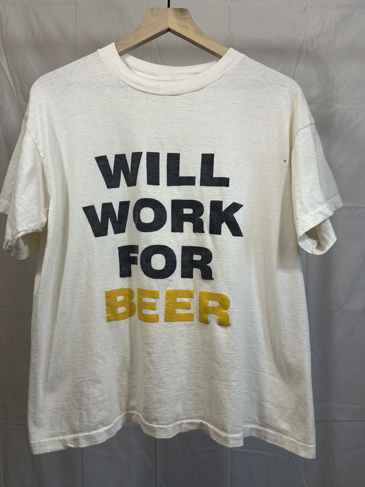 Vintage Single Stitch Will Work For Beer Distressed Tee Size US L / EU 52-54 / 3 - 1 Thumbnail