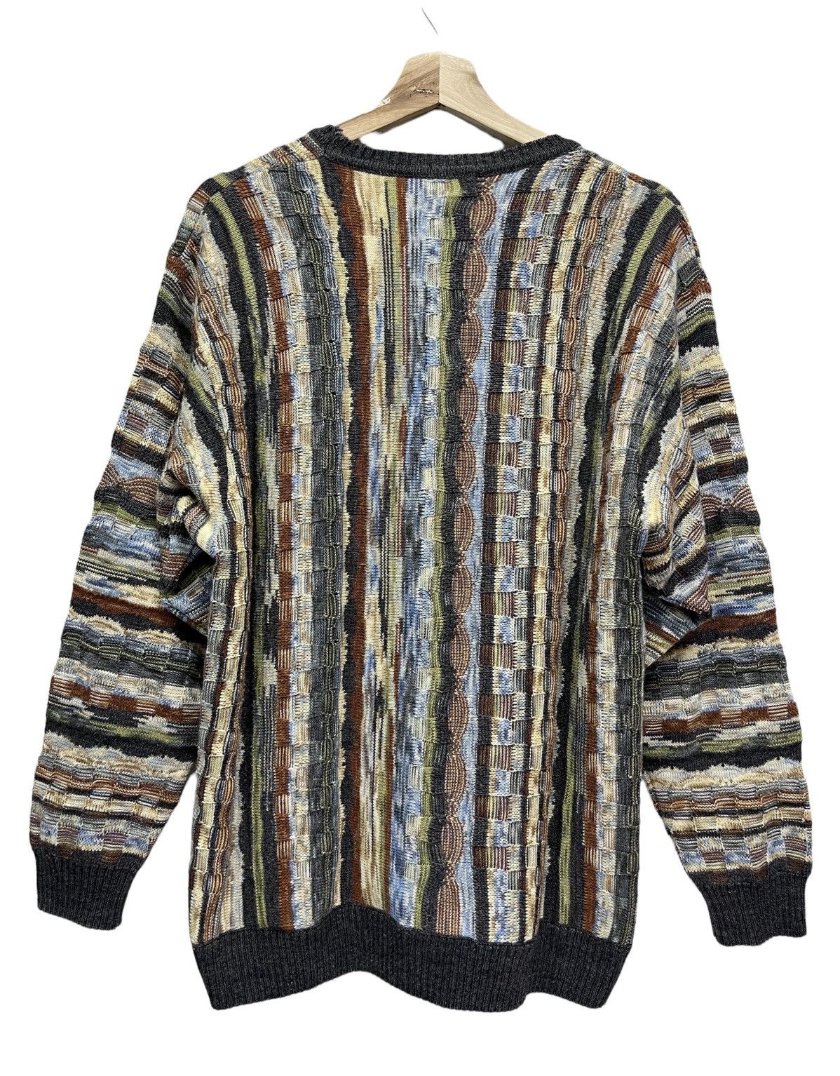 Homespun Knitwear 90's Made In Italy Striped Basketweave Knitted Wool Sweater Size US L / EU 52-54 / 3 - 4 Thumbnail