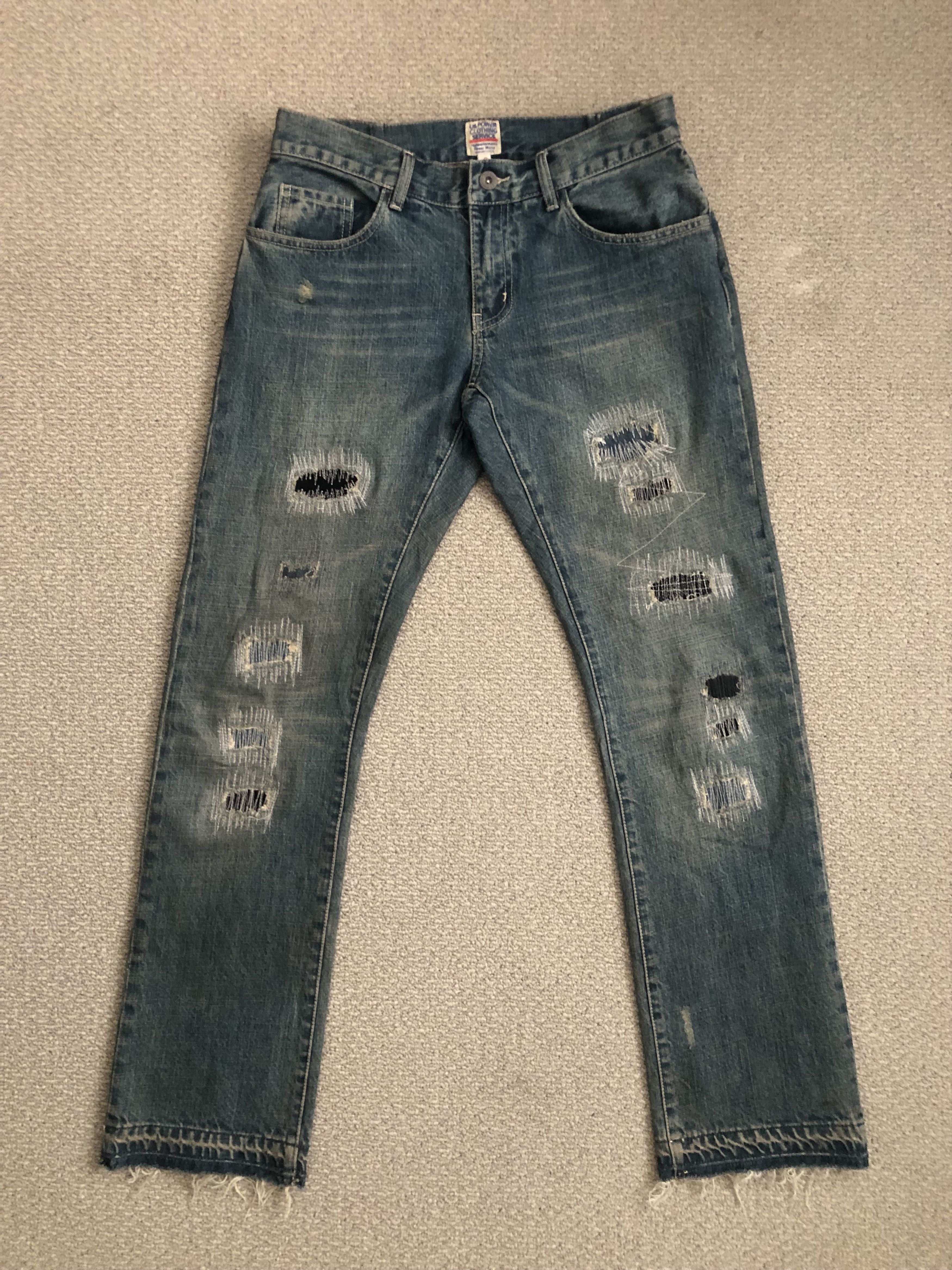 Japanese Brand Oil Power Japanese Distressed Patchwork Denim Size US 28 / EU 44 - 1 Thumbnail