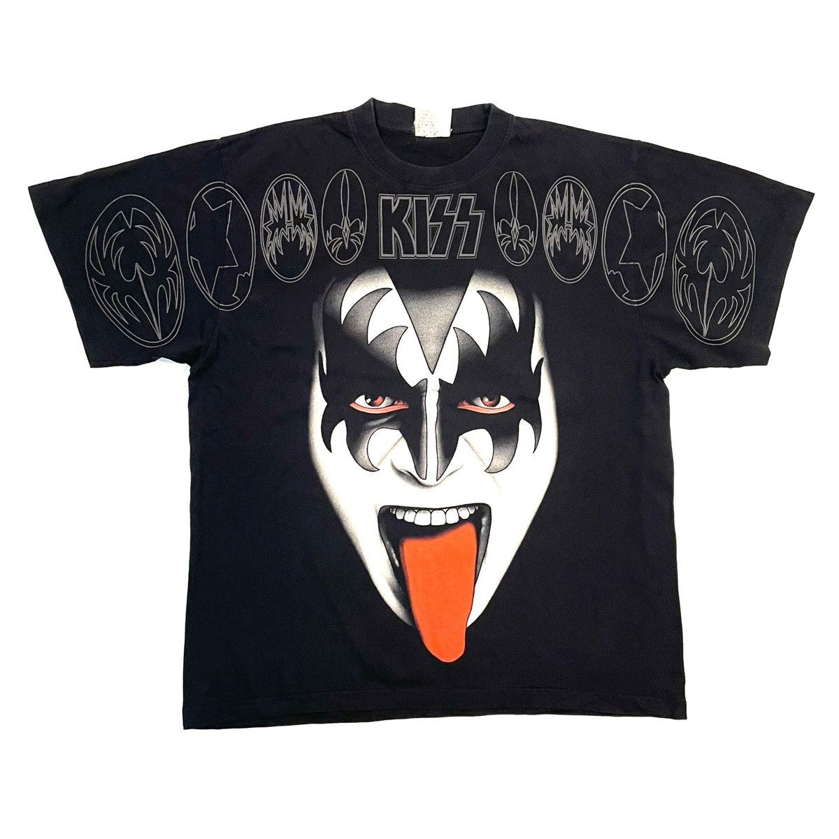 Vintage Kiss band tee T-shirt face metal 90s Simmons demon