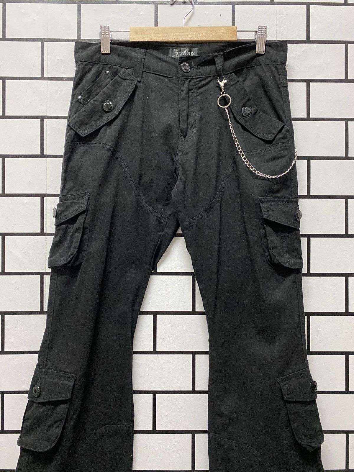 Designer × Japanese Brand LowBox Japan Cargo Velvet Multi Pocket Flared Boot Cut Pants Size US 30 / EU 46 - 3 Thumbnail