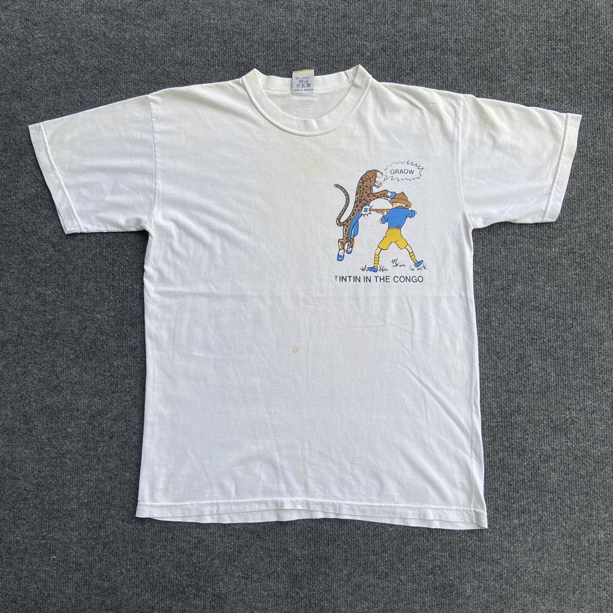 Cartoon Network × Japanese Brand × Vintage Tintin in The Congo American Fantasy Cartoon T-Shirt Size US M / EU 48-50 / 2 - 1 Thumbnail