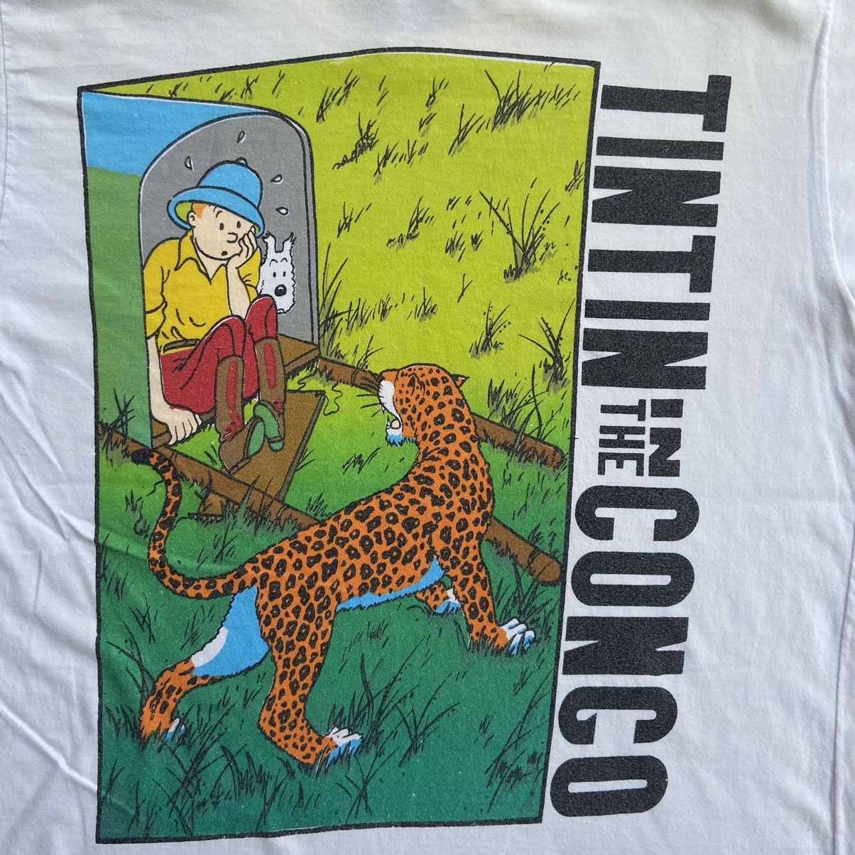 Cartoon Network × Japanese Brand × Vintage Tintin in The Congo American Fantasy Cartoon T-Shirt Size US M / EU 48-50 / 2 - 3 Thumbnail