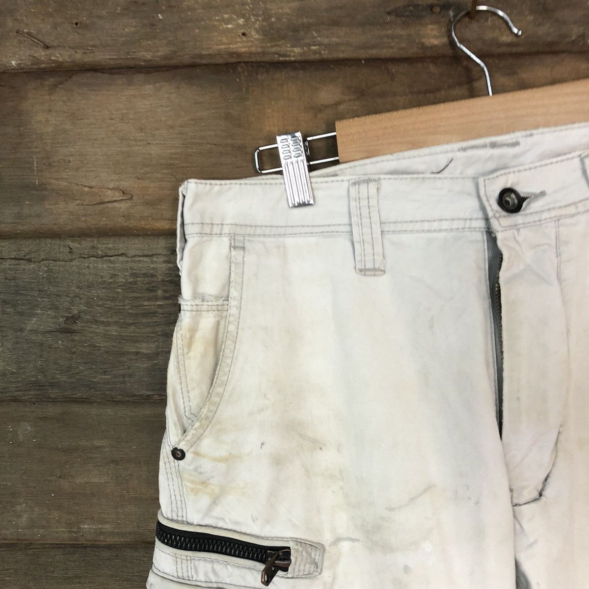 Japanese Brand Even River White dirty thrashes utility Cargo Pants #7052 Size US 29 - 4 Thumbnail