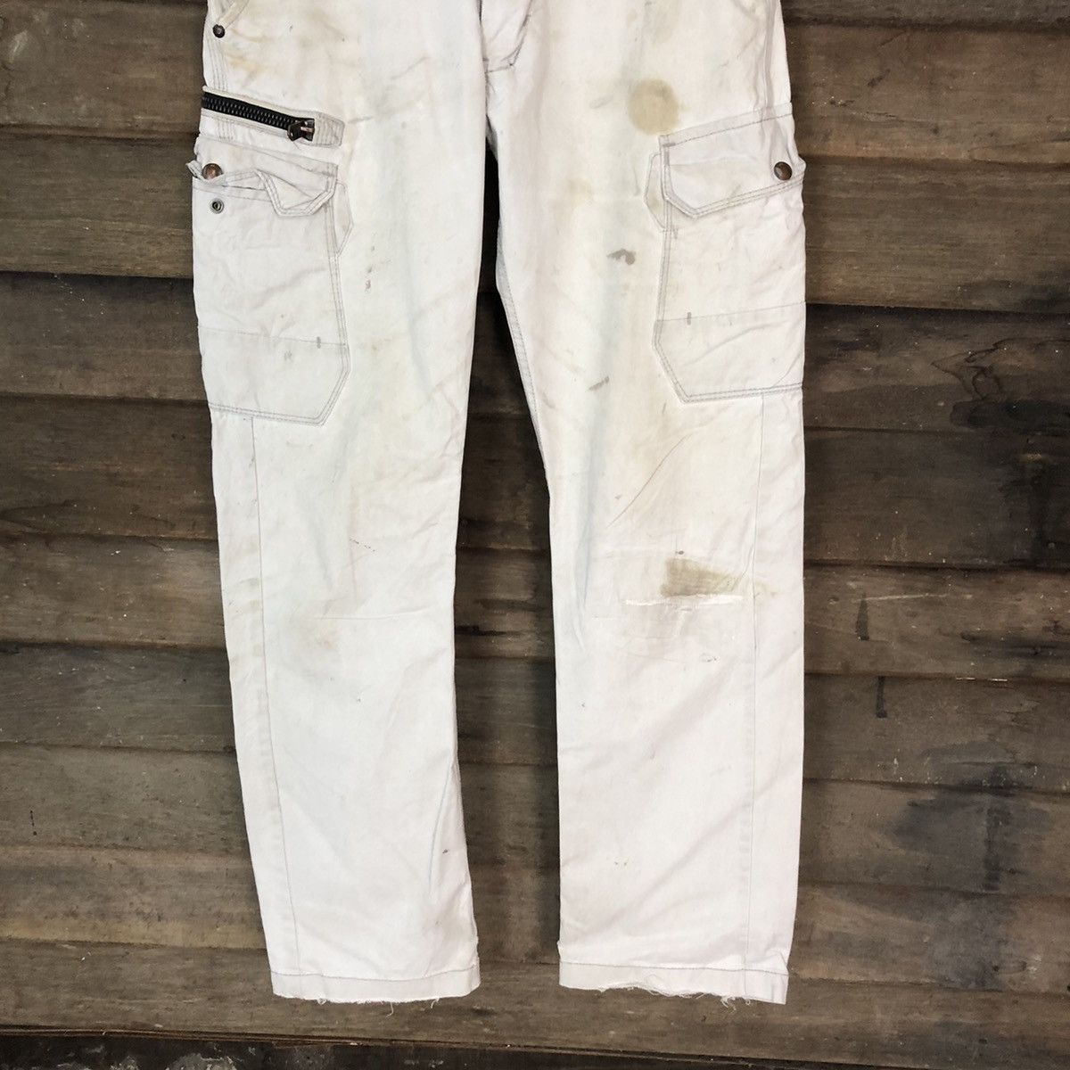 Japanese Brand Even River White dirty thrashes utility Cargo Pants #7052 Size US 29 - 3 Thumbnail