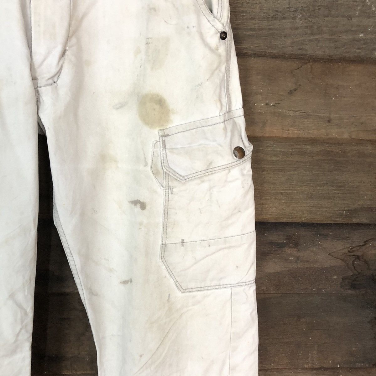 Japanese Brand Even River White dirty thrashes utility Cargo Pants #7052 Size US 29 - 7 Thumbnail