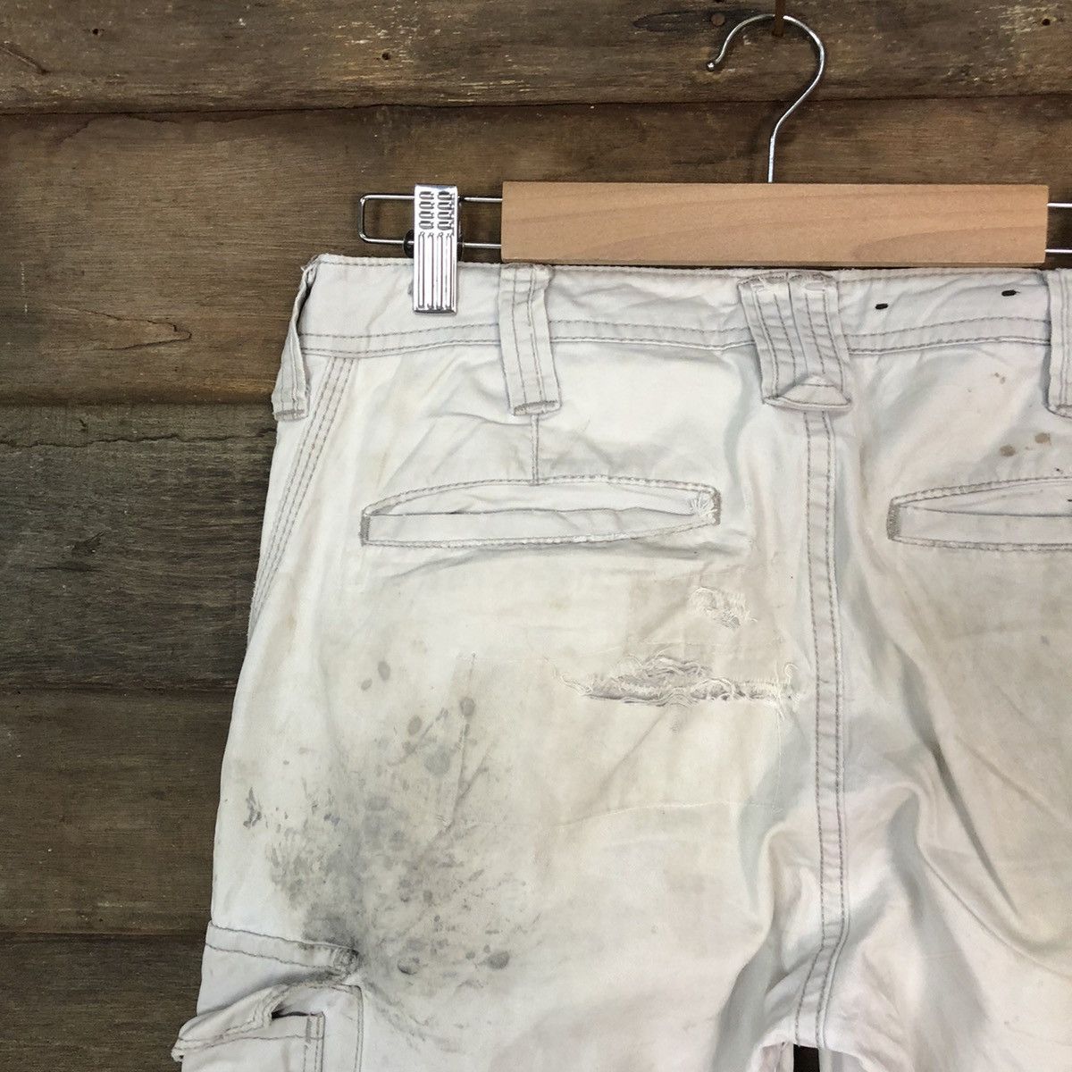 Japanese Brand Even River White dirty thrashes utility Cargo Pants #7052 Size US 29 - 13 Thumbnail
